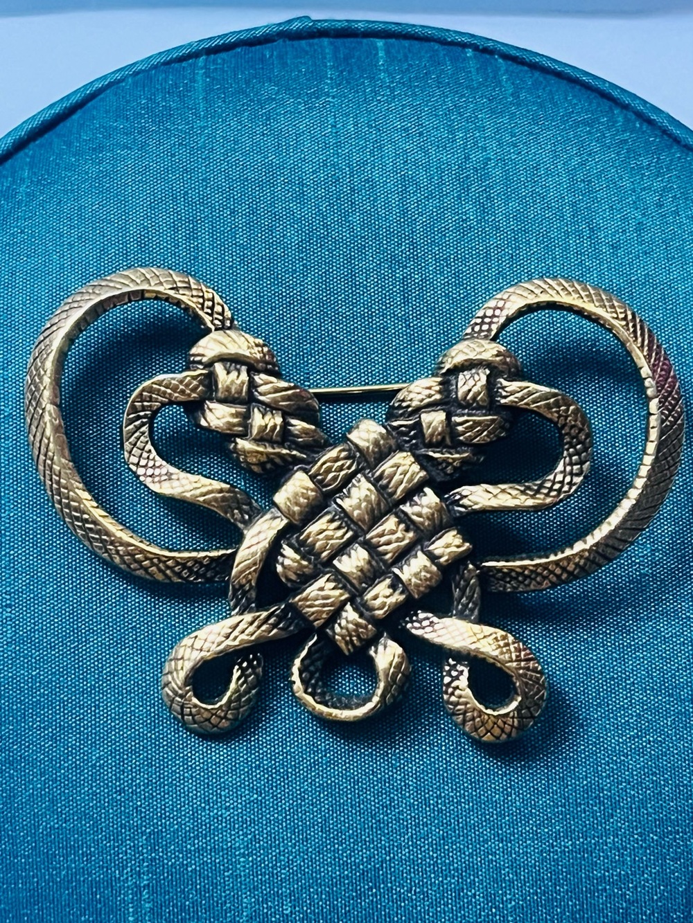 Gold-Tone Woven Snake Knot Brooch - Women Jewelry
